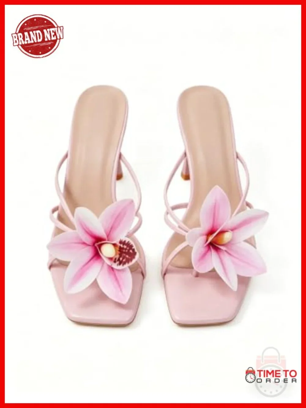 Floral Kitten Heels Open Toe Slingback Heeled Sandals